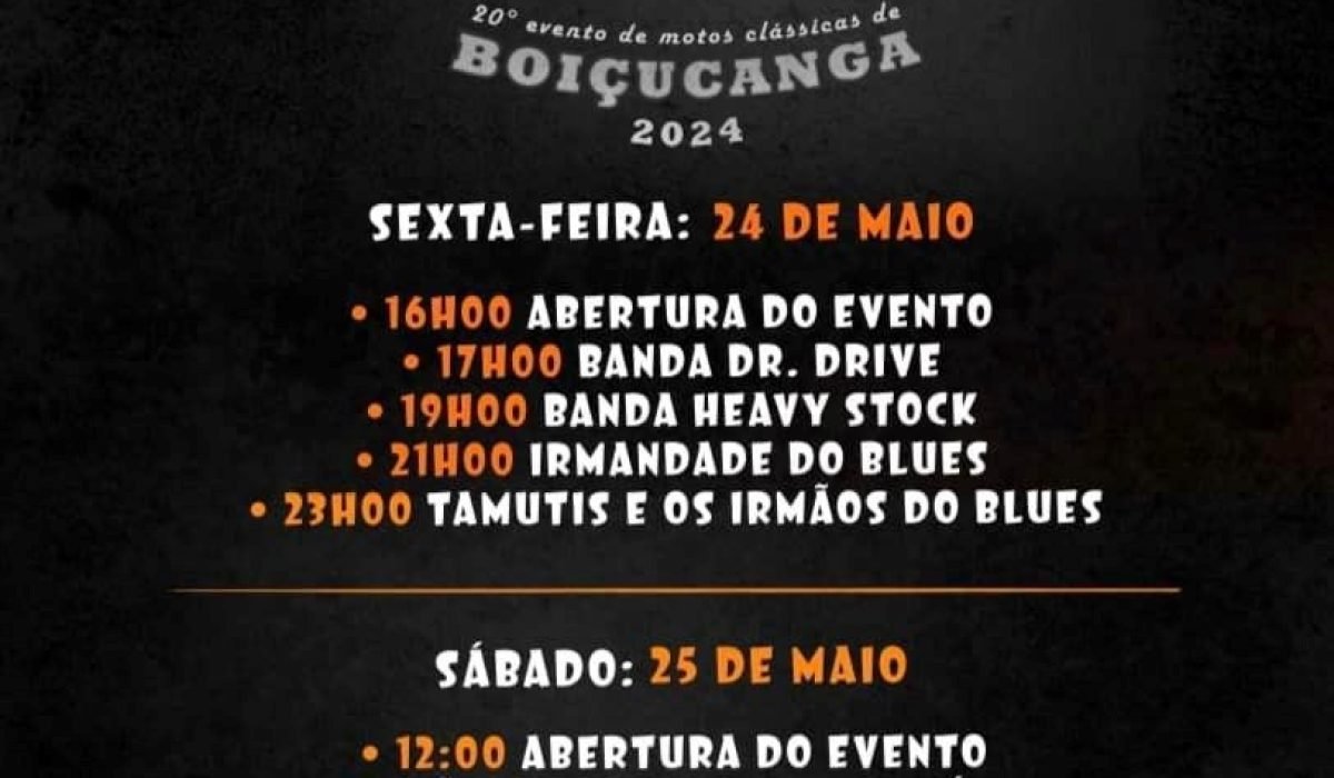 Praça Pôr do Sol recebe 20º Encontro de Motos Clássicas de Boiçucanga neste fim de semana