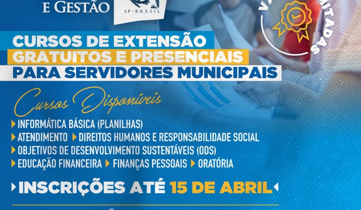Prefeitura oferece cursos de extensão gratuitos para servidores municipais